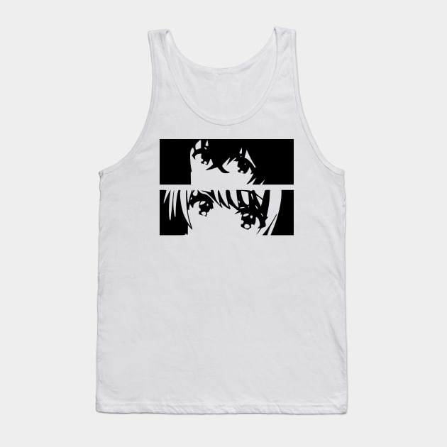 KZ3 D9 Kimizero Our Dating Story Keiken Zumi Cute Couple Black and White Anime Eyes Characters Kashima Ryuuto / Ryuto and Runa Shirakawa Vector Gifts x October 2023 Tank Top by Animangapoi